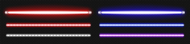 Free vector isolated neon led lamp tube line with blue glow