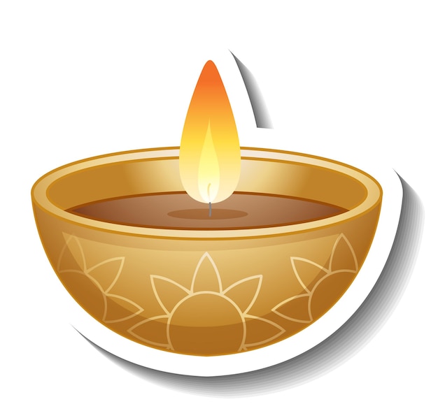 Free Vector isolated oil lamp diya sticker