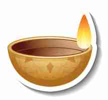 Free vector isolated oil lamp diya sticker