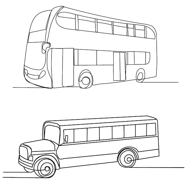 Isolated, one line drawing bus, sketch