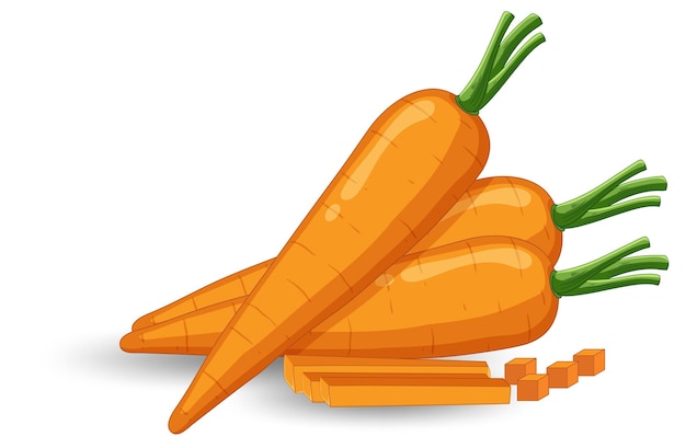 Free vector isolated orange carrot cartoon