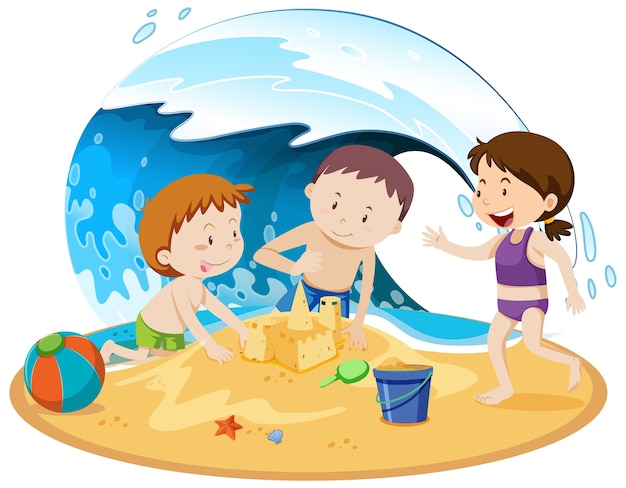 Free vector isolated people at the beach