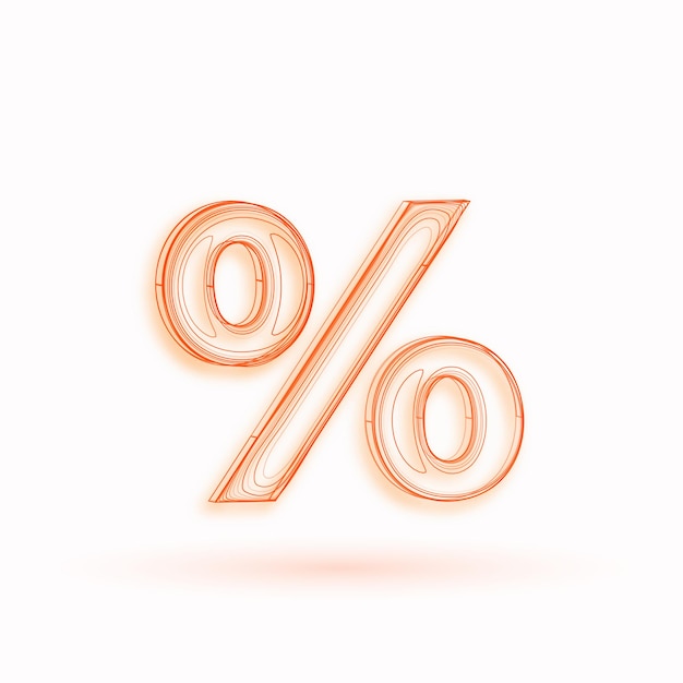 Free vector isolated percentage sign on white background with shadow effect
