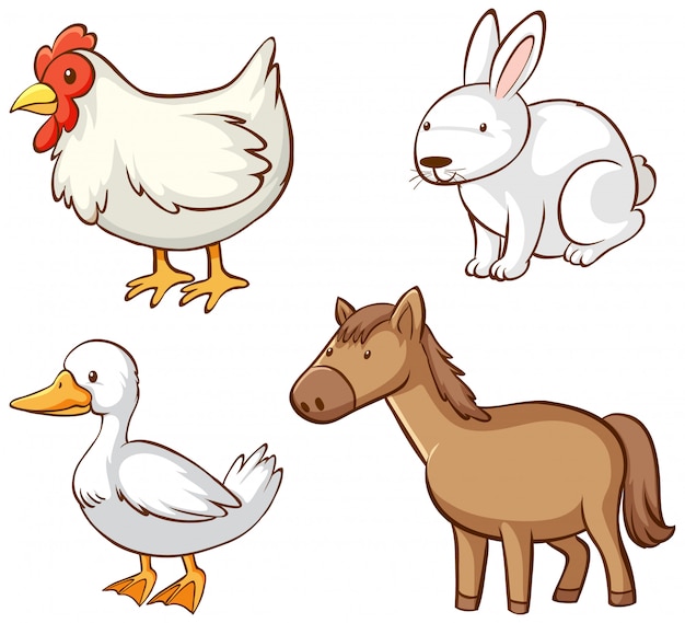 Free vector isolated picture of farm animals