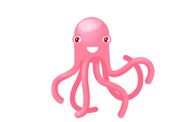 Free vector isolated pink octopus smiling