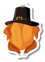 Isolated roasted chicken with hat