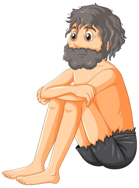 Free vector isolated sad castaway man on white background