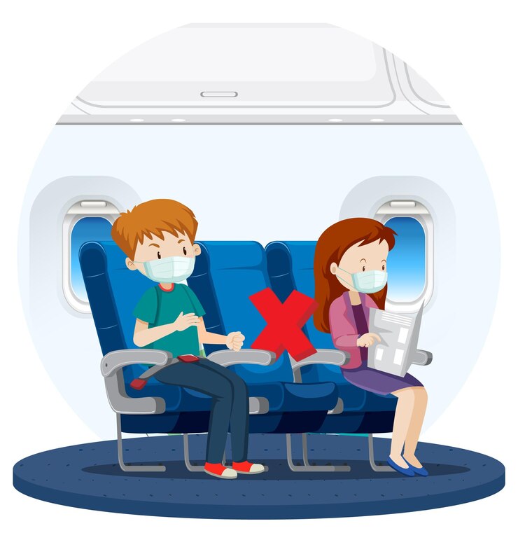 Free Vector isolated scene with passengers keep sitting social distancing