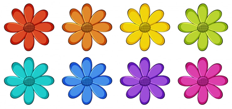 मुफ़्त वेक्टर isolated set of flowers