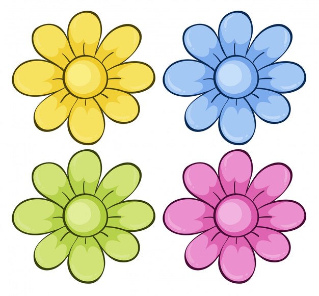 Isolated set of flowers