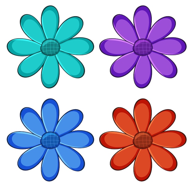 Free vector isolated set of flowers