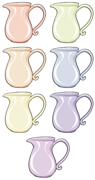 Free vector isolated set of jar in different colors
