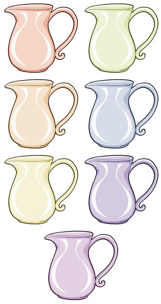 Isolated set of jar in different colors