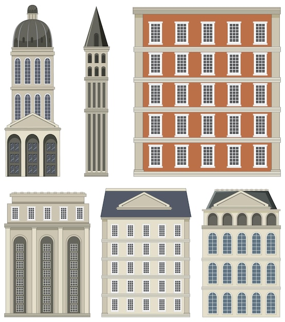 Isolated set of simple style european buildings