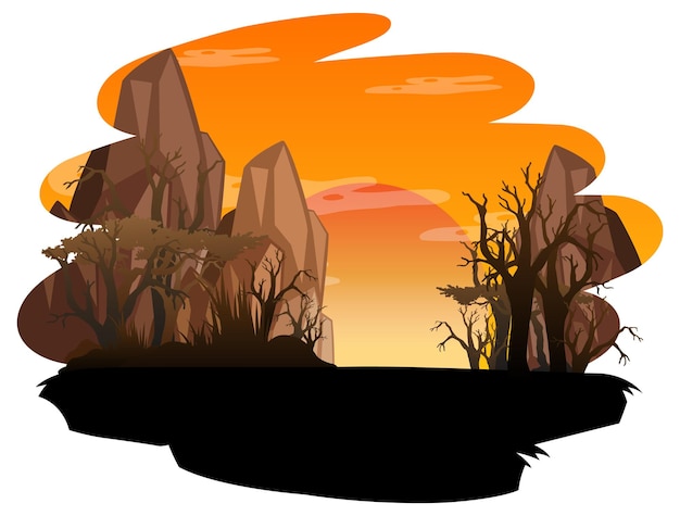 Free vector isolated silhouette savanna forest