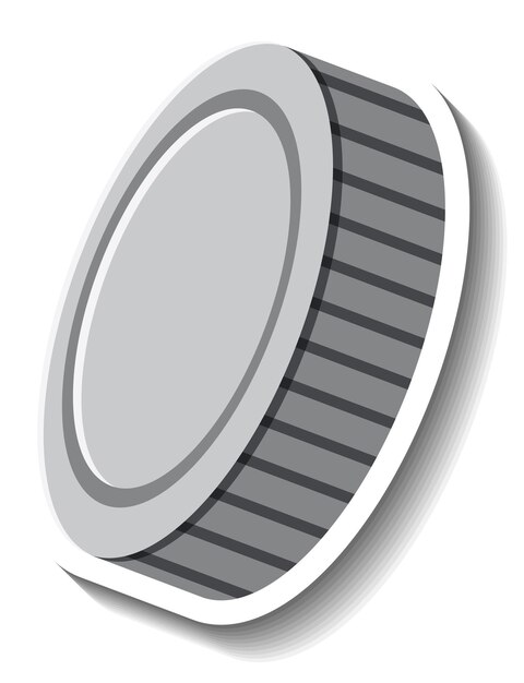 Isolated silver coin in cartoon style