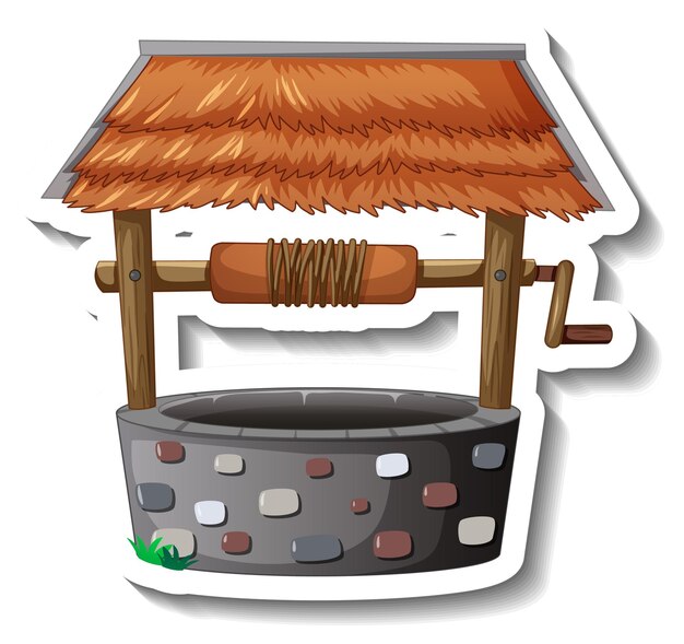 isolated stone well in cartoon style