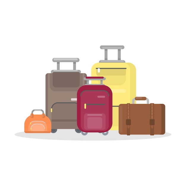 Бесплатное векторное изображение Изолированные чемоданы на белом фоне сумки для путешествий