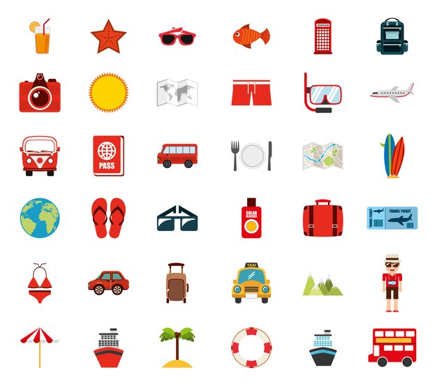 Isolated travel icon set 