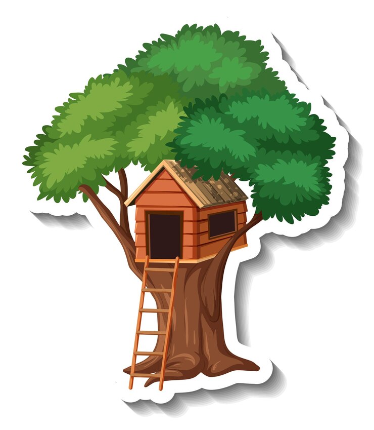 Free Vector isolated tree house with ladder at playgroud