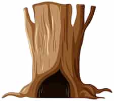 Бесплатное векторное изображение Изолированный ствол дерева с большим дуплом