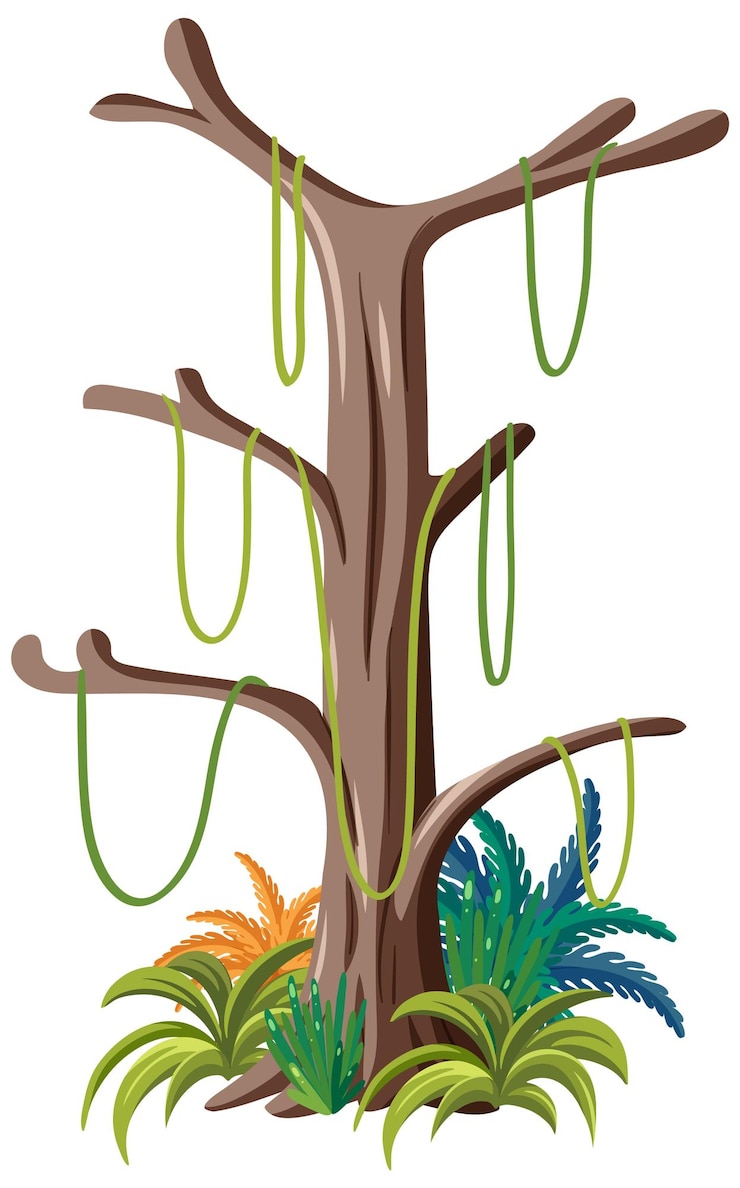 Free Vector isolated tree with liana