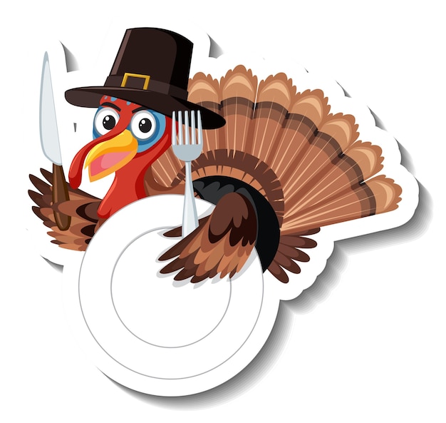 Free Vector isolated turkey sticker on white background