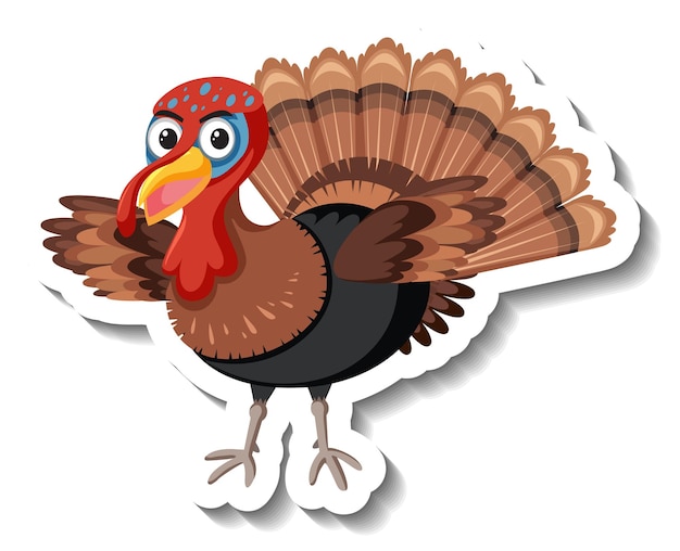 Free vector isolated turkey sticker on white background