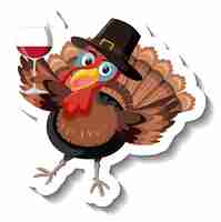 Free vector isolated turkey sticker on white background