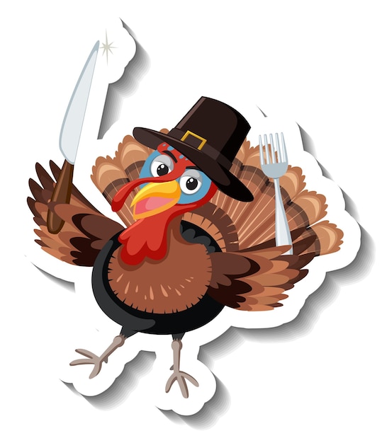 Free vector isolated turkey sticker on white background