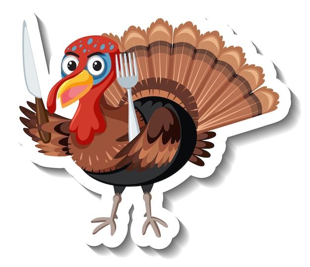 Free vector isolated turkey sticker on white background