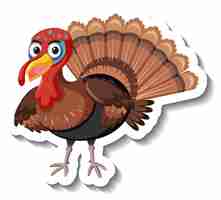 Free vector isolated turkey sticker on white background