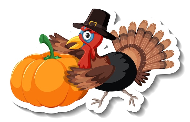 Free Vector isolated turkey sticker on white background