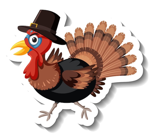 Free vector isolated turkey sticker on white background