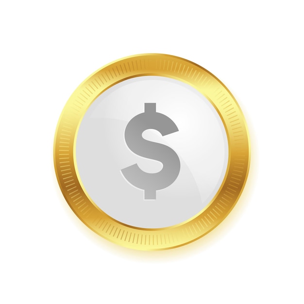 Бесплатное векторное изображение Изолированная американская валюта доллар золотая монета дизайн