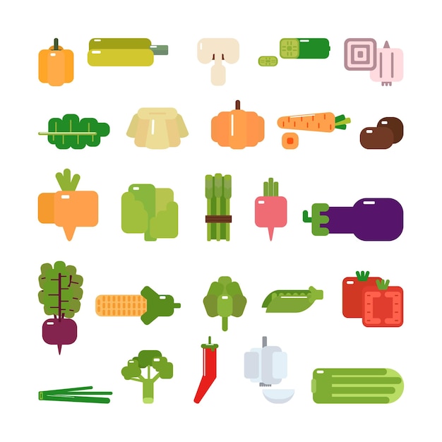 Isolated vegetables set Colorful tasty vegetables on white background Healthy products for vegetarian diet