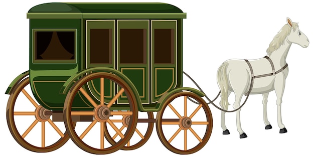 Vettore gratuito illustrazione isolata di una carrozza da cavallo d'epoca