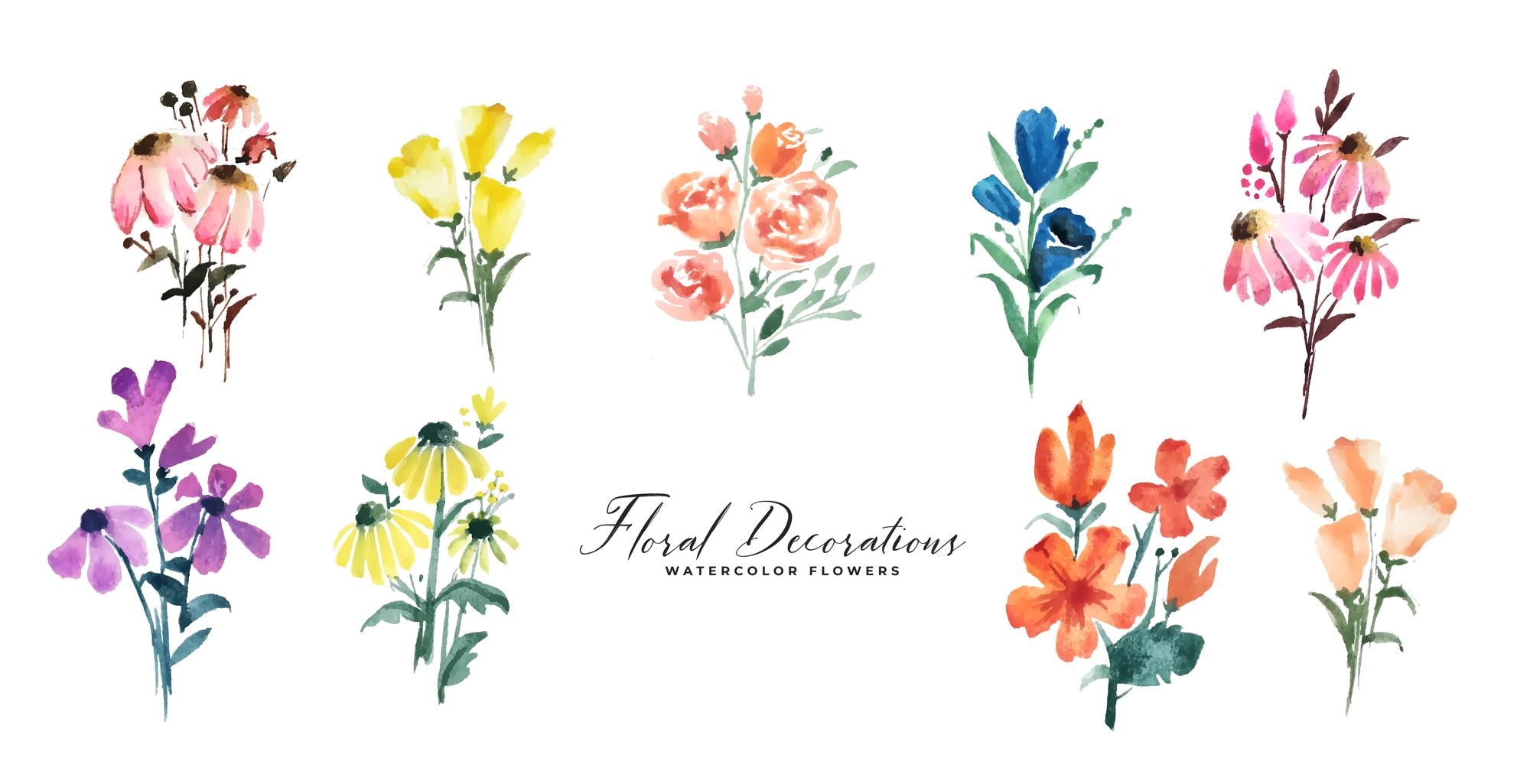 Watercolor Flowers 画像 無料のベクター ストックフォト Psd