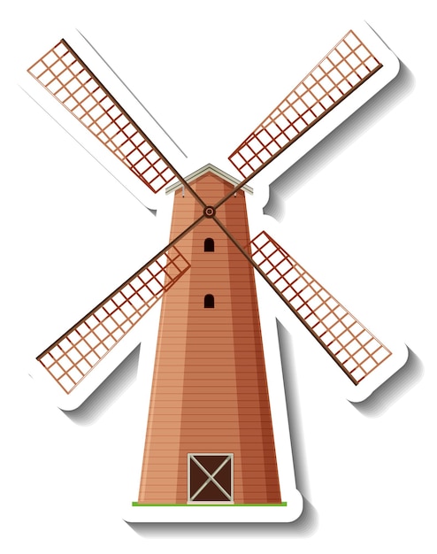 Бесплатное векторное изображение Изолированная ветряная мельница в мультяшном стиле
