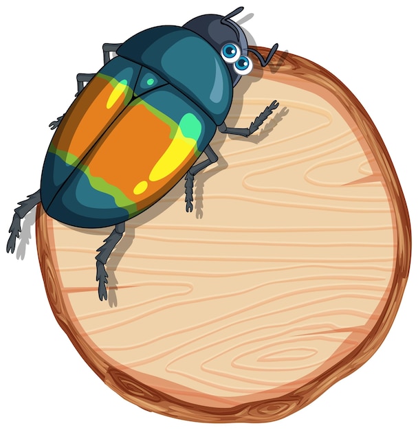 Free vector isolated wooden banner with beetle