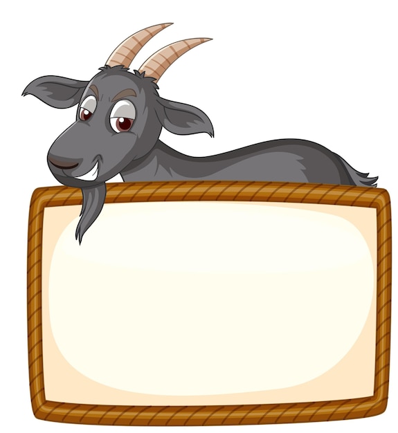 Isolated wooden banner with goat