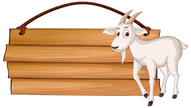 Free vector isolated wooden banner with goat