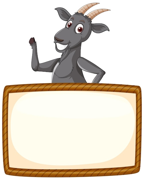 Free vector isolated wooden banner with goat