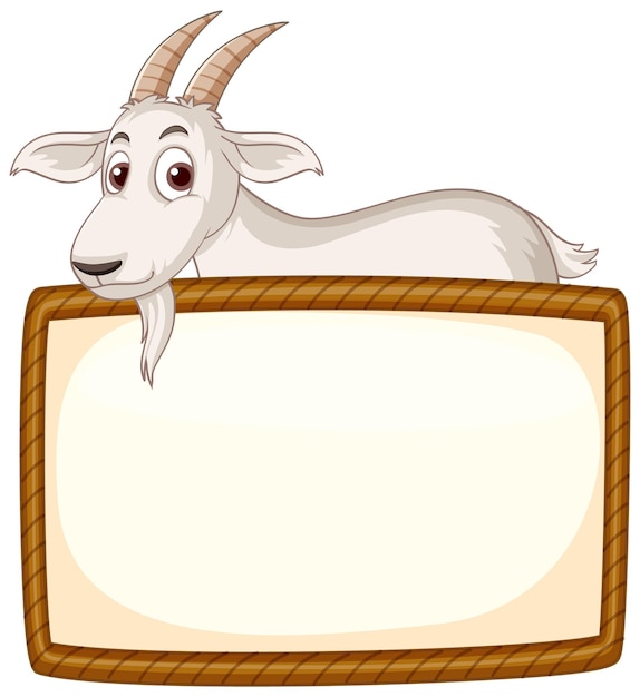 Free vector isolated wooden banner with goat