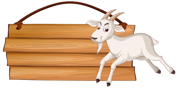 Free vector isolated wooden banner with goat