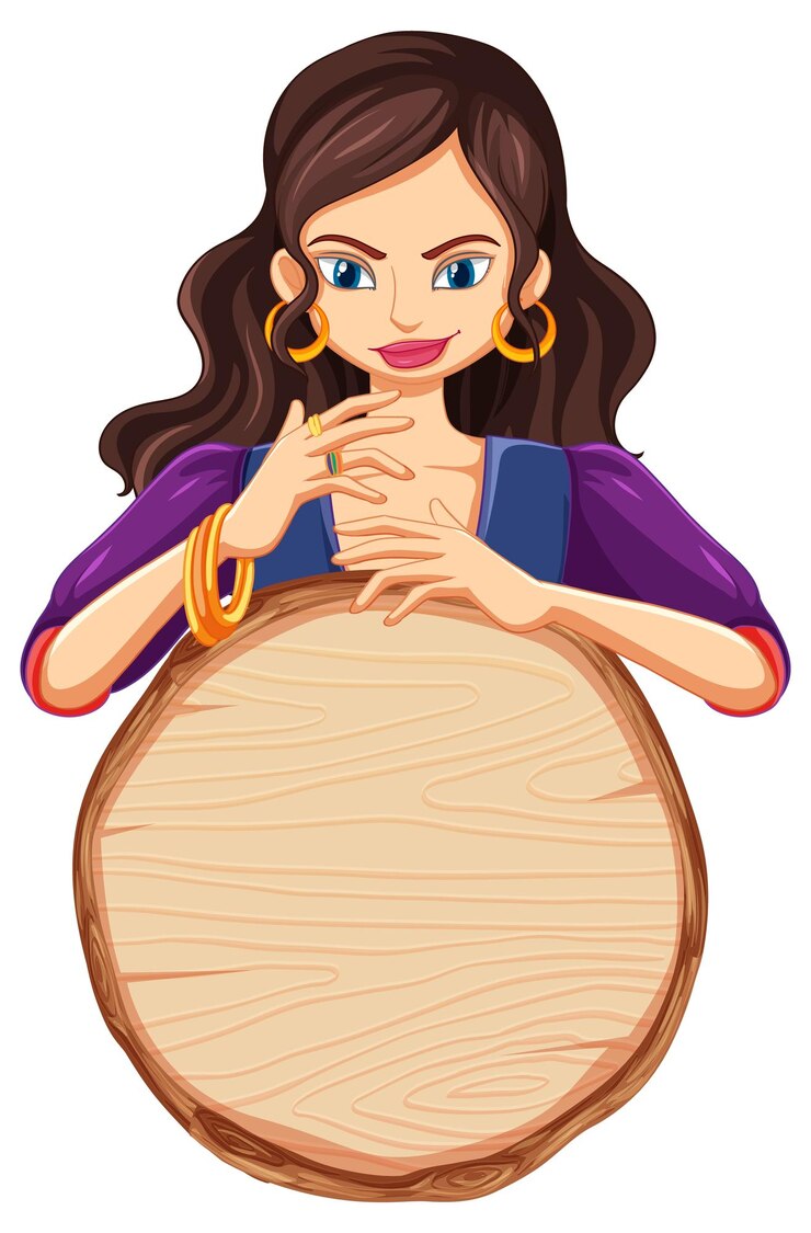 मुफ़्त वेक्टर isolated wooden banner with gypsy woman