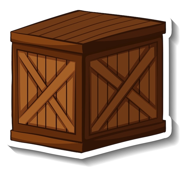 Vettore gratuito scatola di legno isolata in stile cartone animato