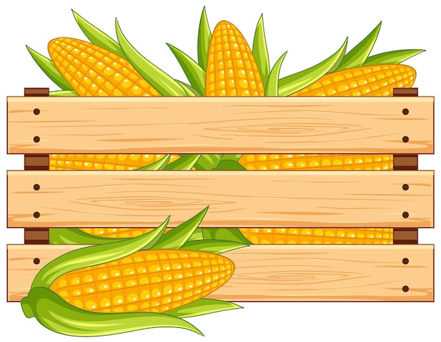 Free Vector isolated wooden crate full of corn