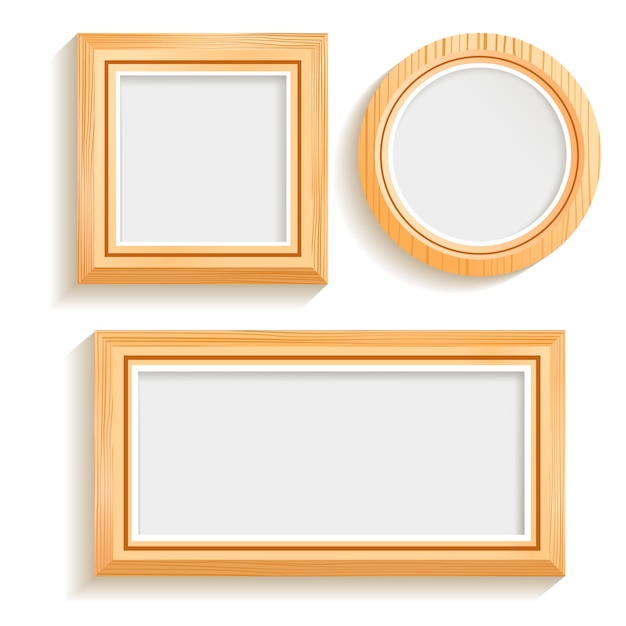 Free vector isolated wooden frames set