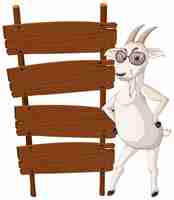 Free vector isolated wooden signpost banner with goat